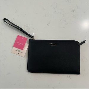 NWT Kate Spade Cameron medium black L-zip wristlet